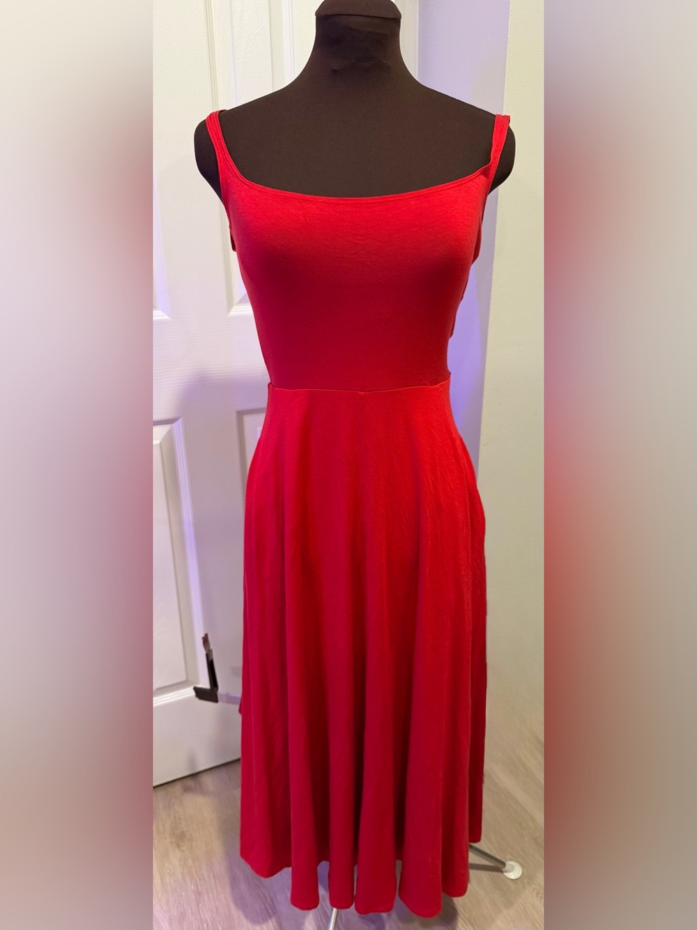 Reformation Red Sleeveless Fit-and-Flare Midi Dress